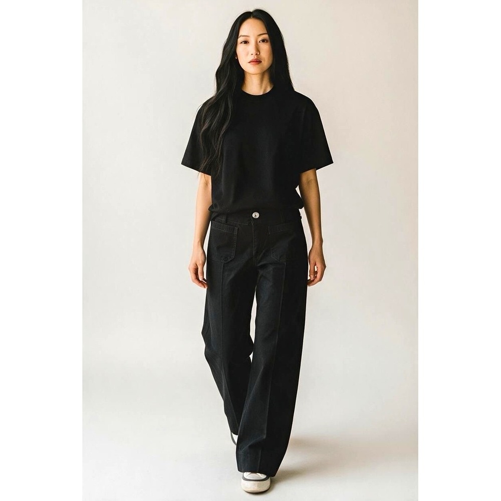 Maeve by Anthropologie Colette Black High Rise Wide-Leg Canvas Pants 24P